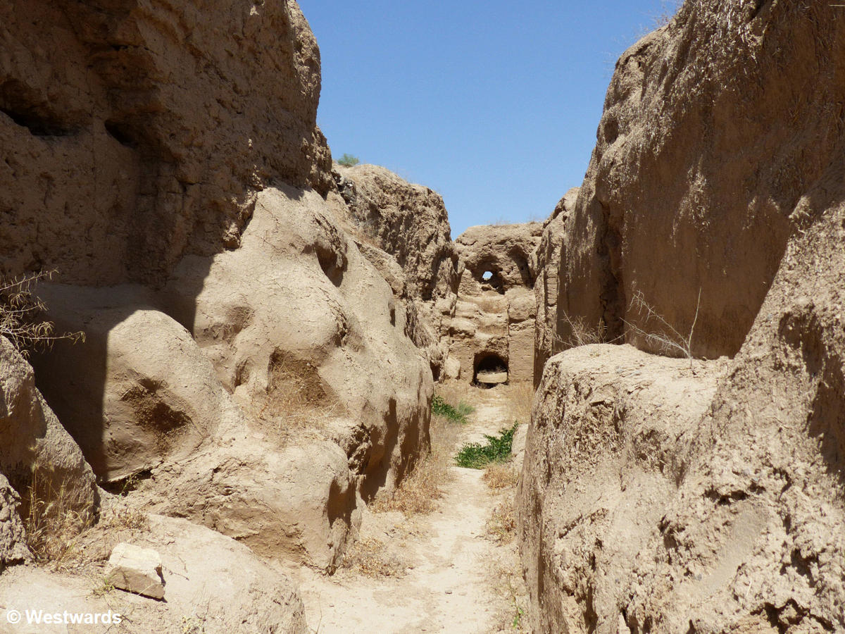 corridor between the crumbling ruins of Old Nisa