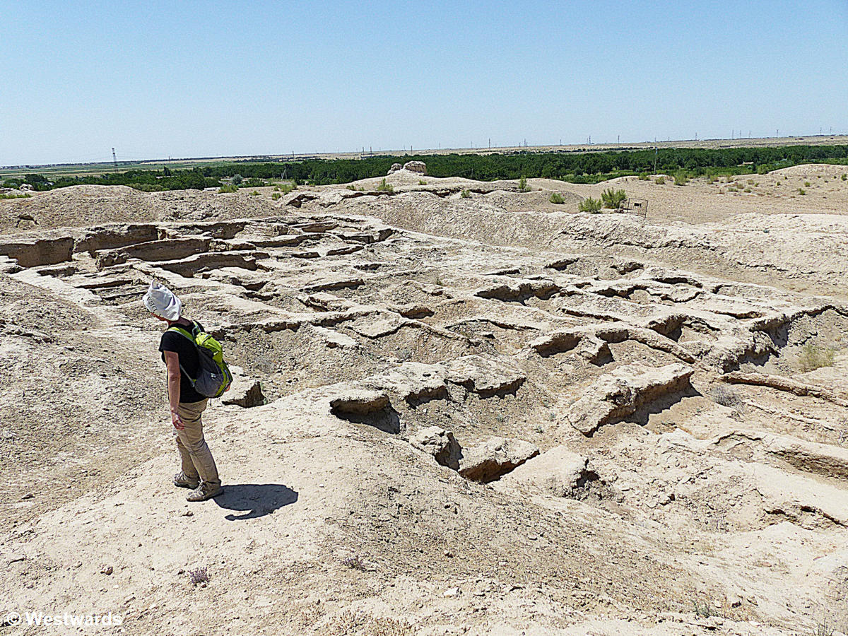 Natascha in the ruins of Paikent near Bukhara