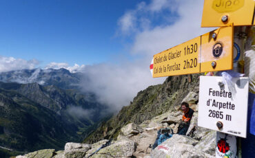 Waymarkers, Fenetre d Arpettes, first high pass of the walkers Haute Route