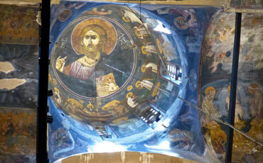 Fresco of the Pantocrator in the cupola of Gracanica