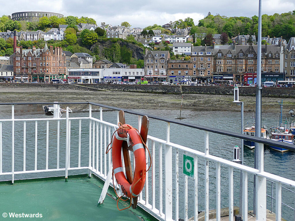 View from the ferry onto the skyline of Oban