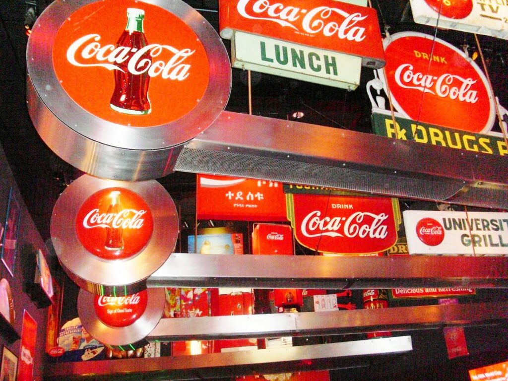 Coca Cola signs at the Coca Cola museum in Atlanta
