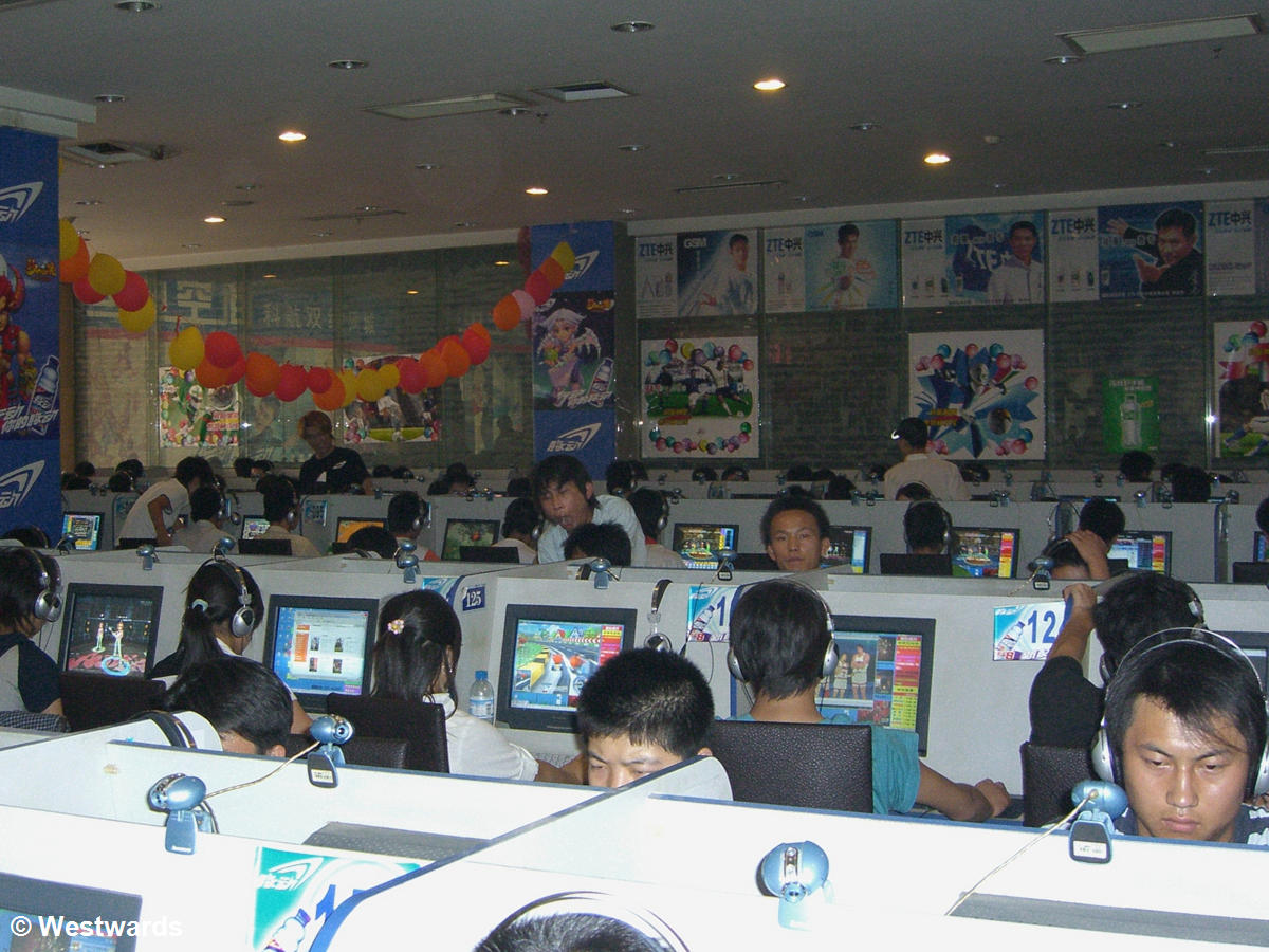 Gamers rather than bloggers in an Internet cafe in Taiyuan