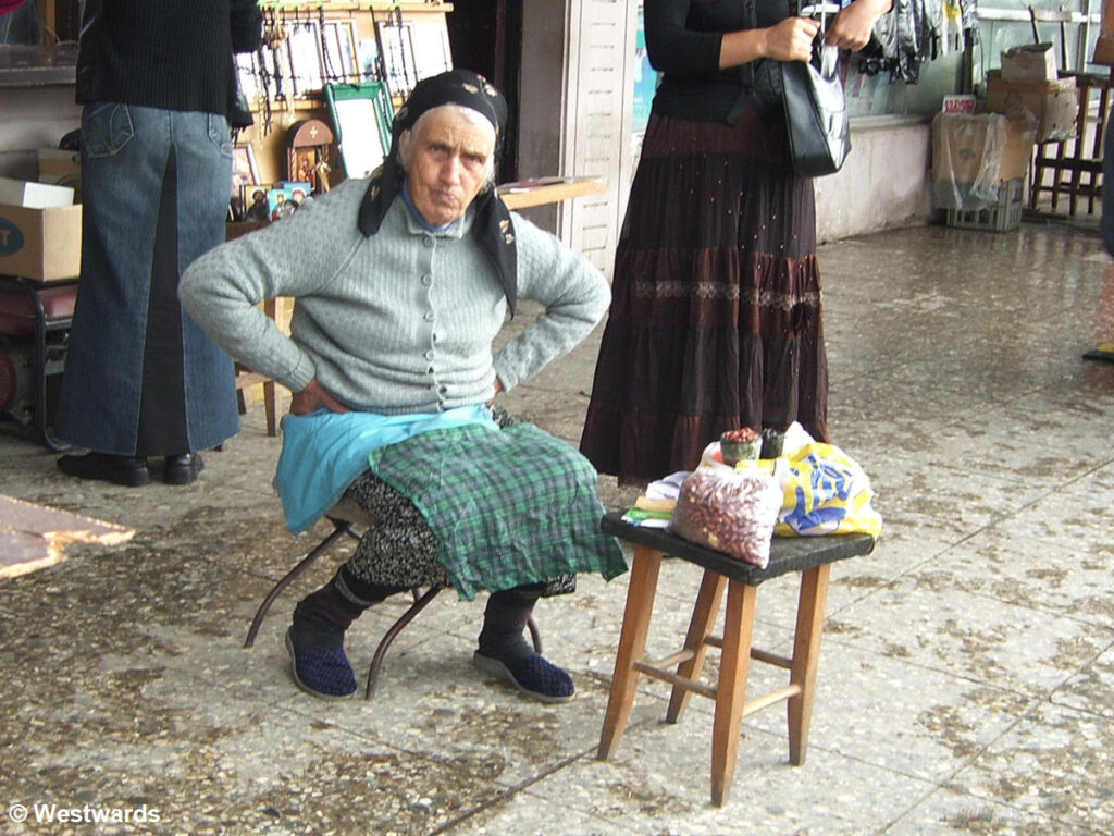 Woman selling peanuts in Kutaisi, Georgia
