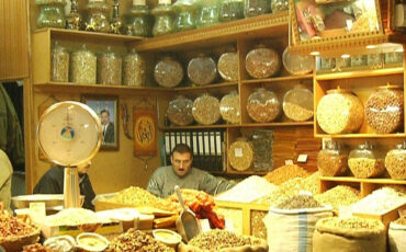 Nuts and spices shop in Aleppo's Souq