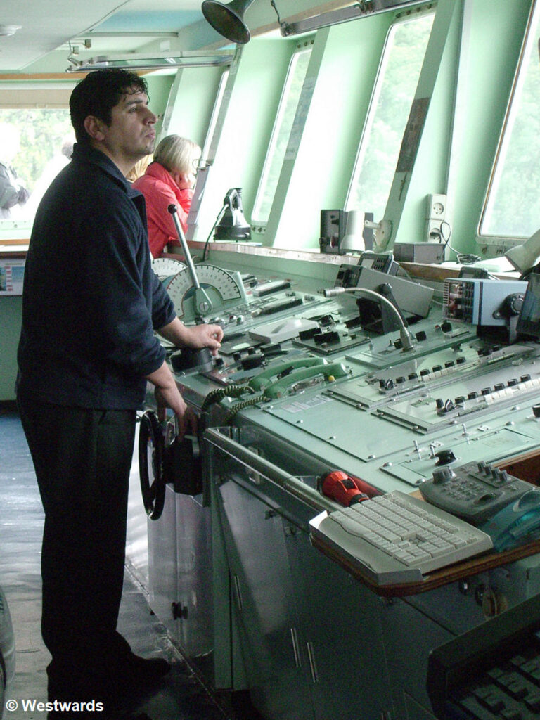 On the bridge of the Navimag Ferry