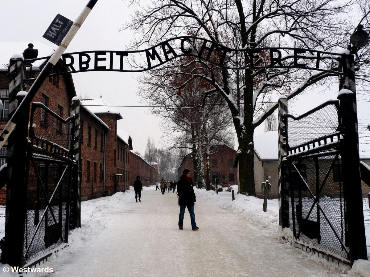 Arbeit macht frei sign in Auschwitz concentration camp