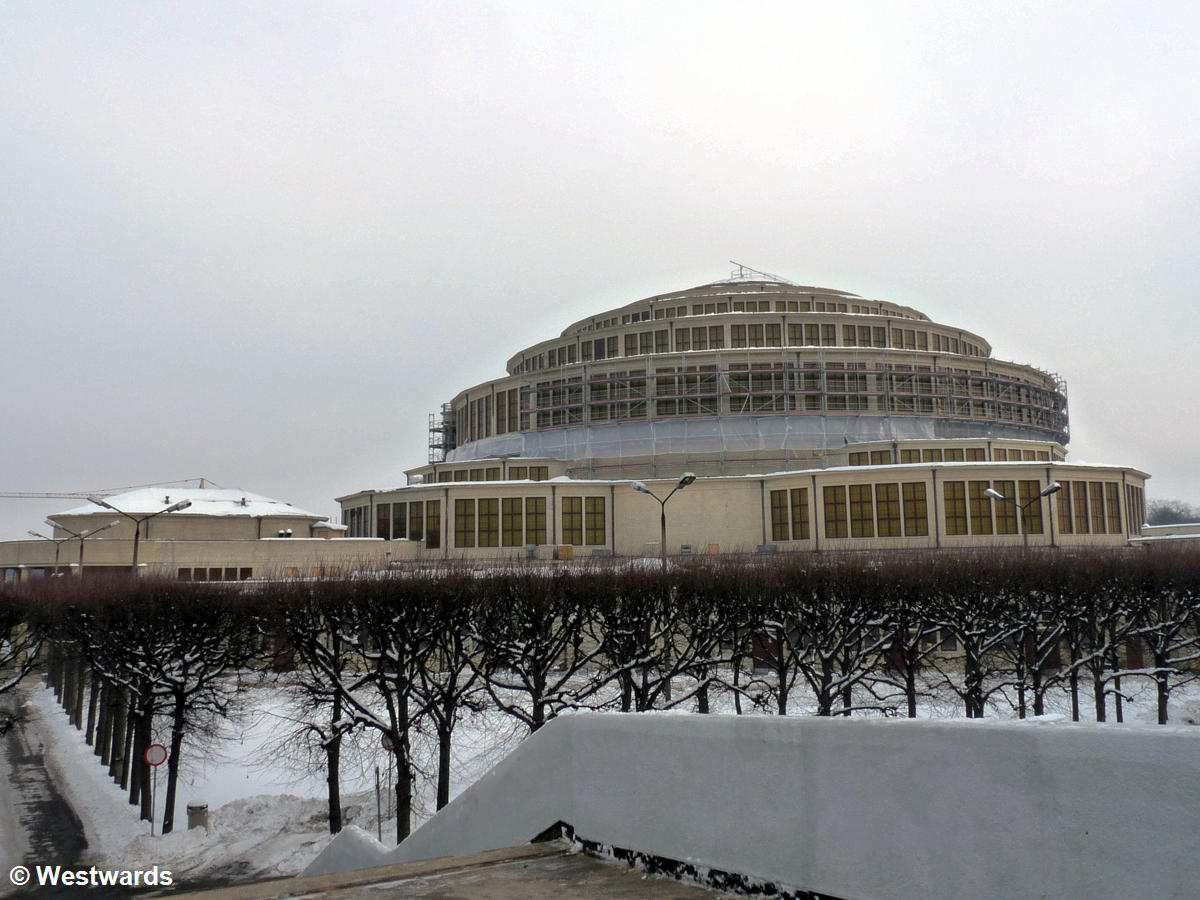 Wroclaw Centennial hall in the snow