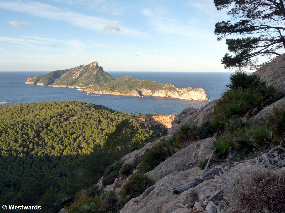 View from Mallorca cliffs to Sa Dragonera island