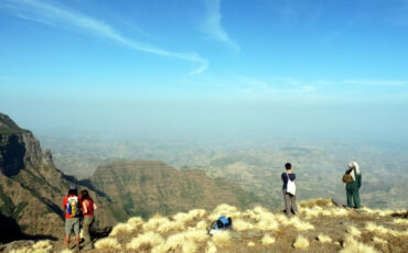 Natascha at a viewpoint during our trekking in the Simien Mountains