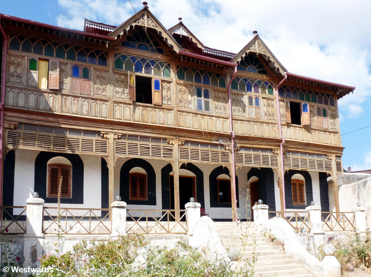 Rimbauds house in Harar: a wooden house with coloured windows