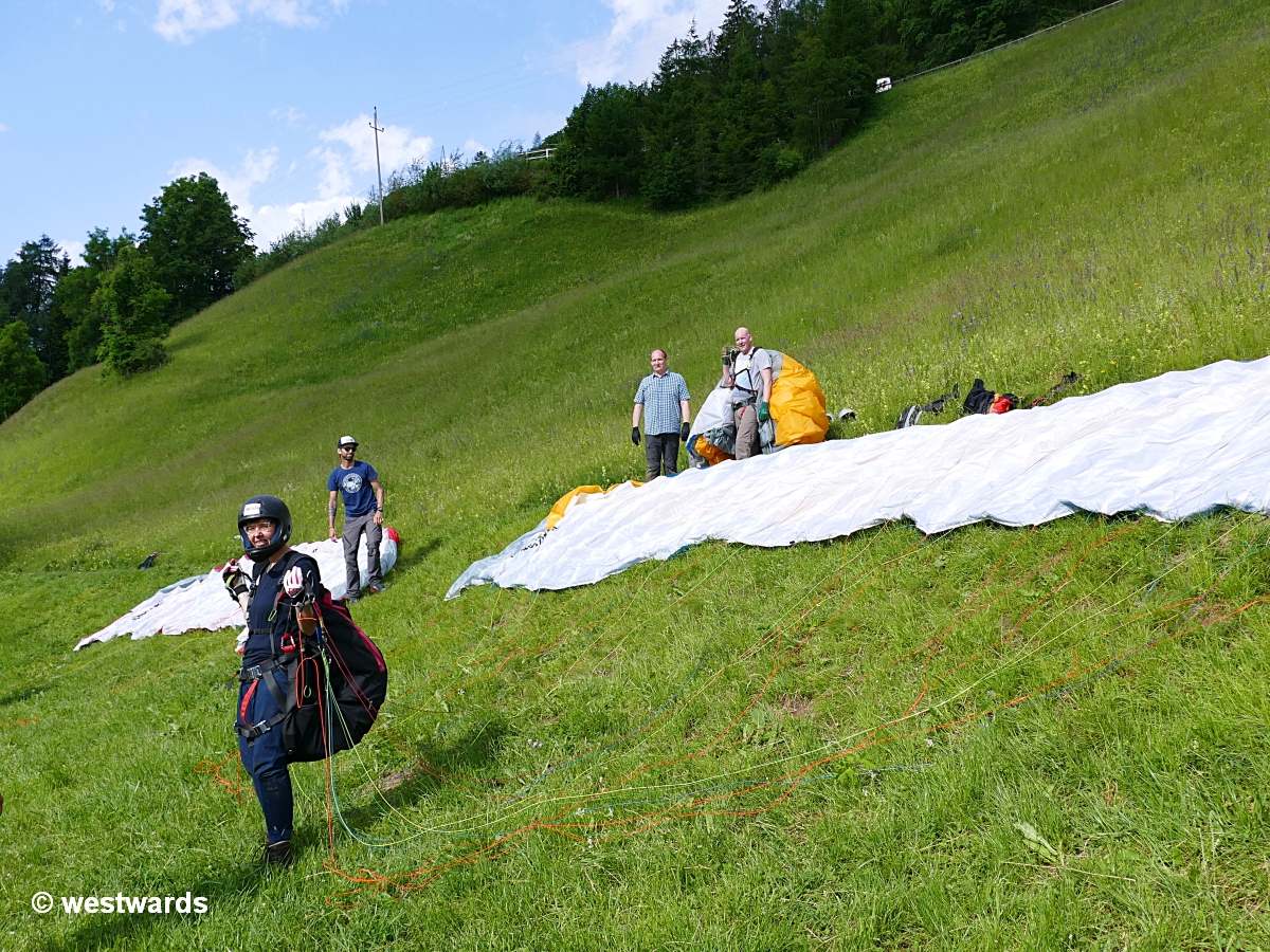 Natascha all prepared for flying, during our paragliding course for beginners
