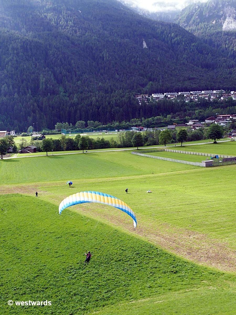 Natascha's first flight in our paragliding course in Stubaital