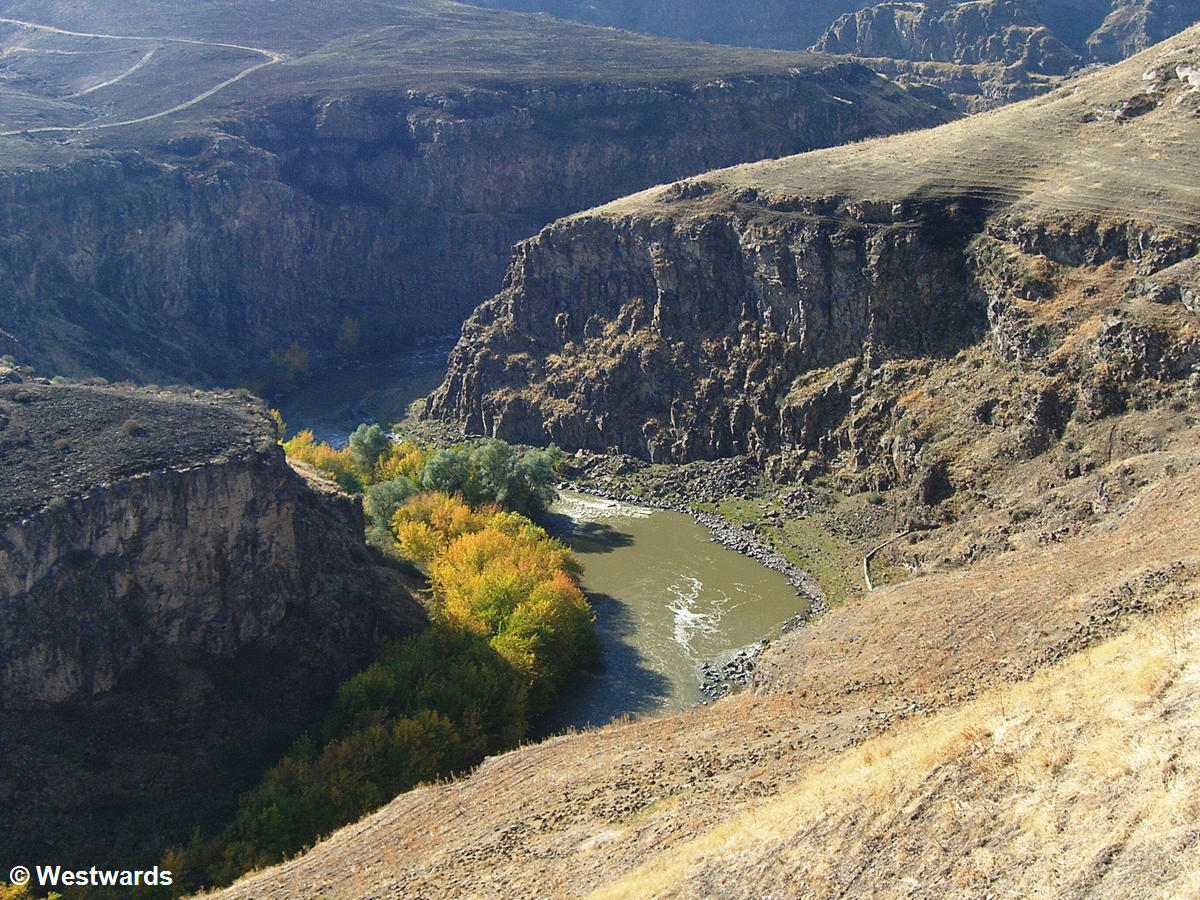 The gorge of the Akhuryan/Arpacai River seen from a visit to Ani