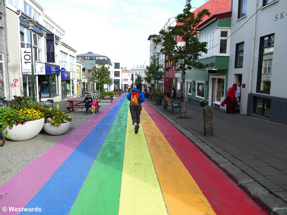 Rainbow road in Reykjavik, not only during Gay Pride