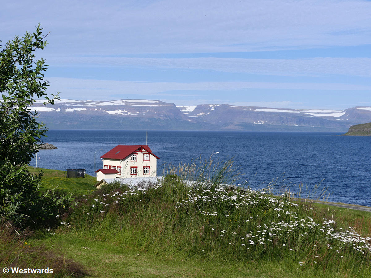 View of the Hornstrandir peninsula from Sudavik, Iceland