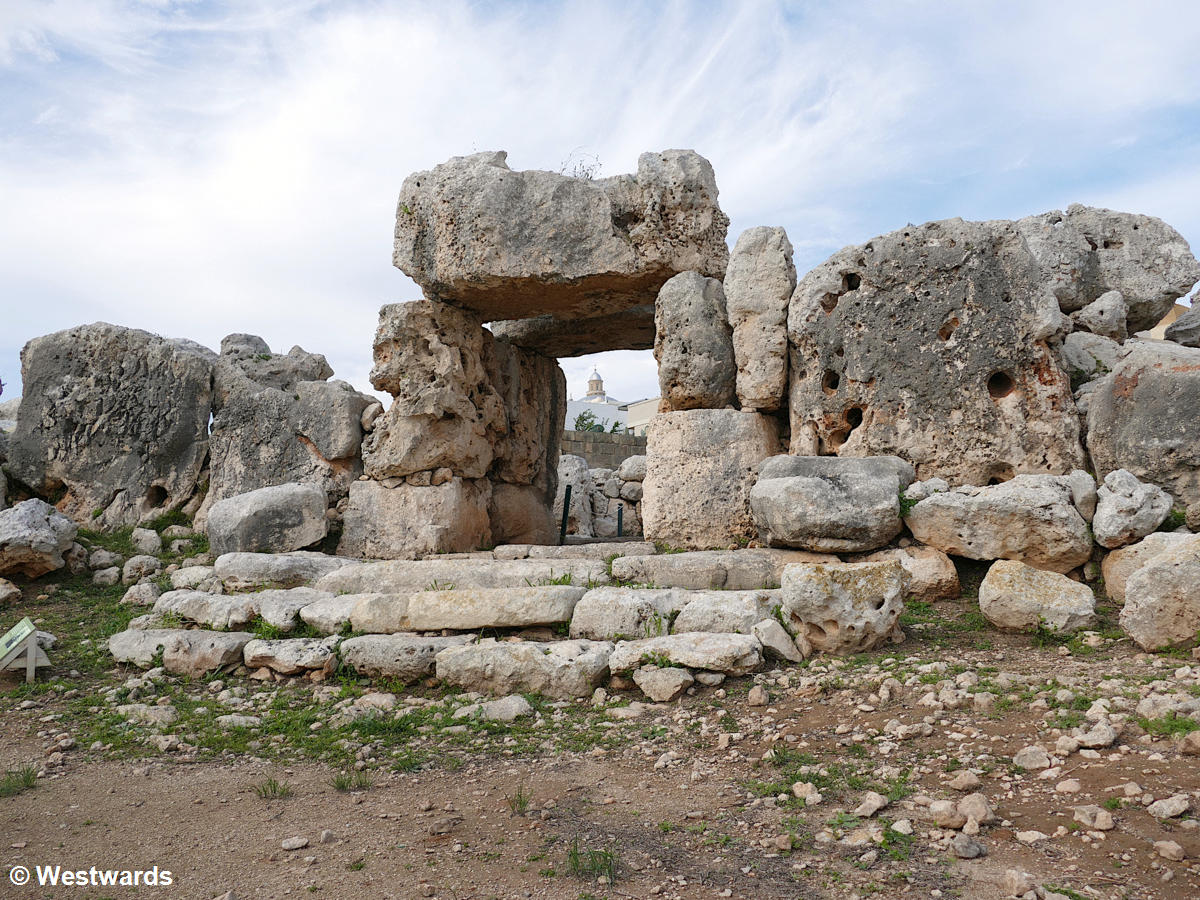 Megalithic stone gate in the temple of Mgarr Ta Hagrat