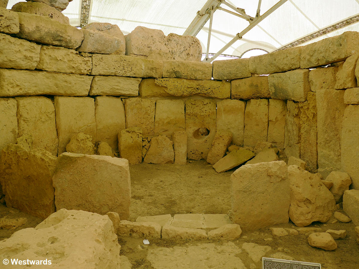 Megalithic temple architecture of Hagar Qim on Malta