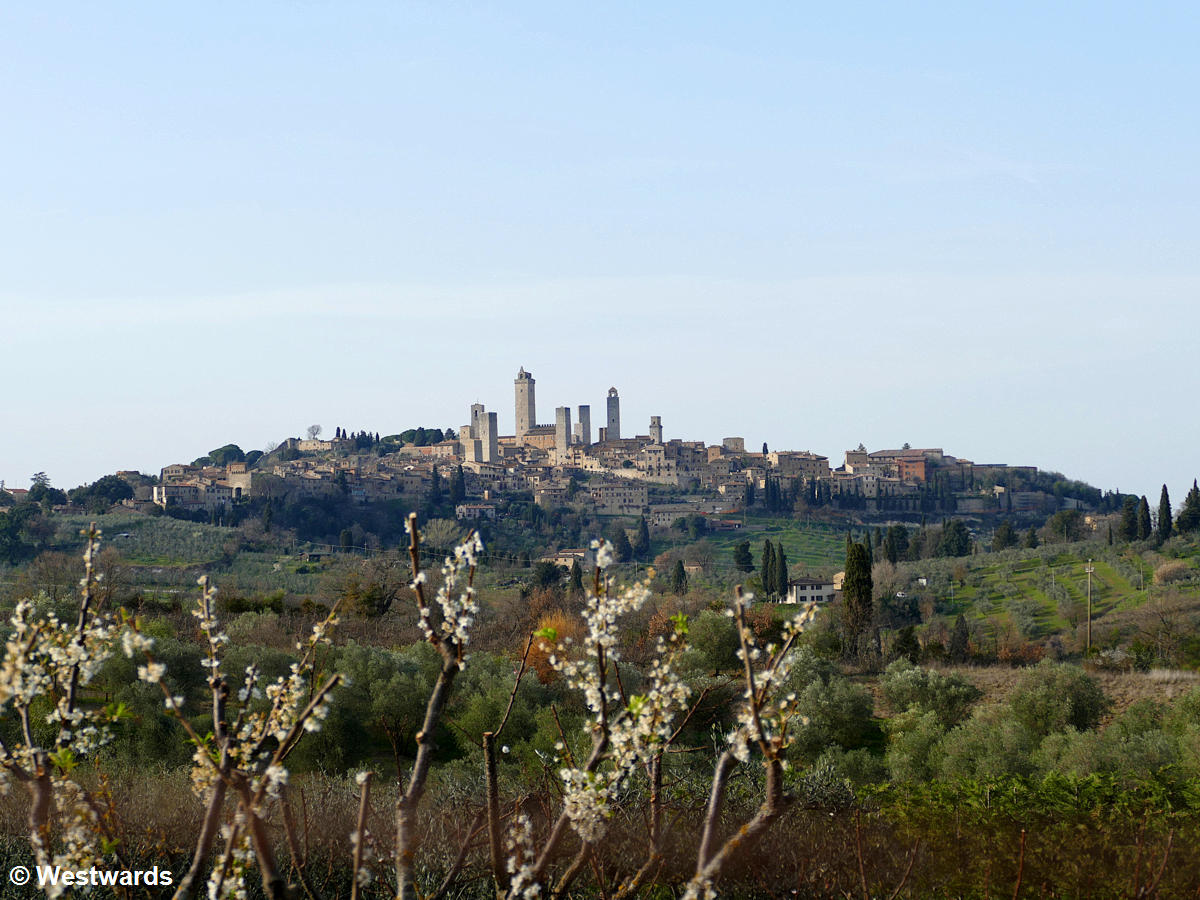 San Gimignano seen from the Via Francigena