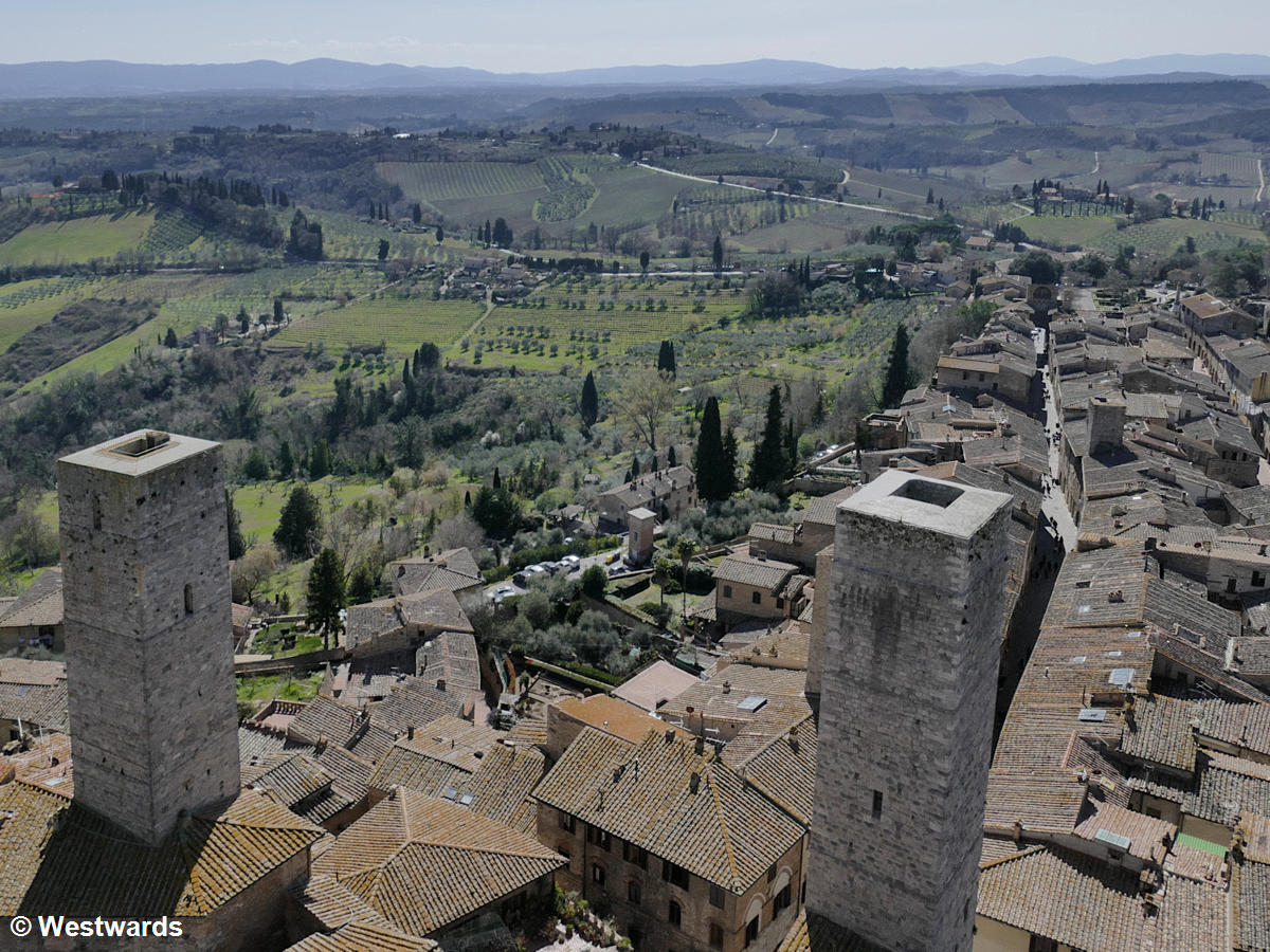 View from the mediaeval tower of the Palazzo Comunale, San Gimignano