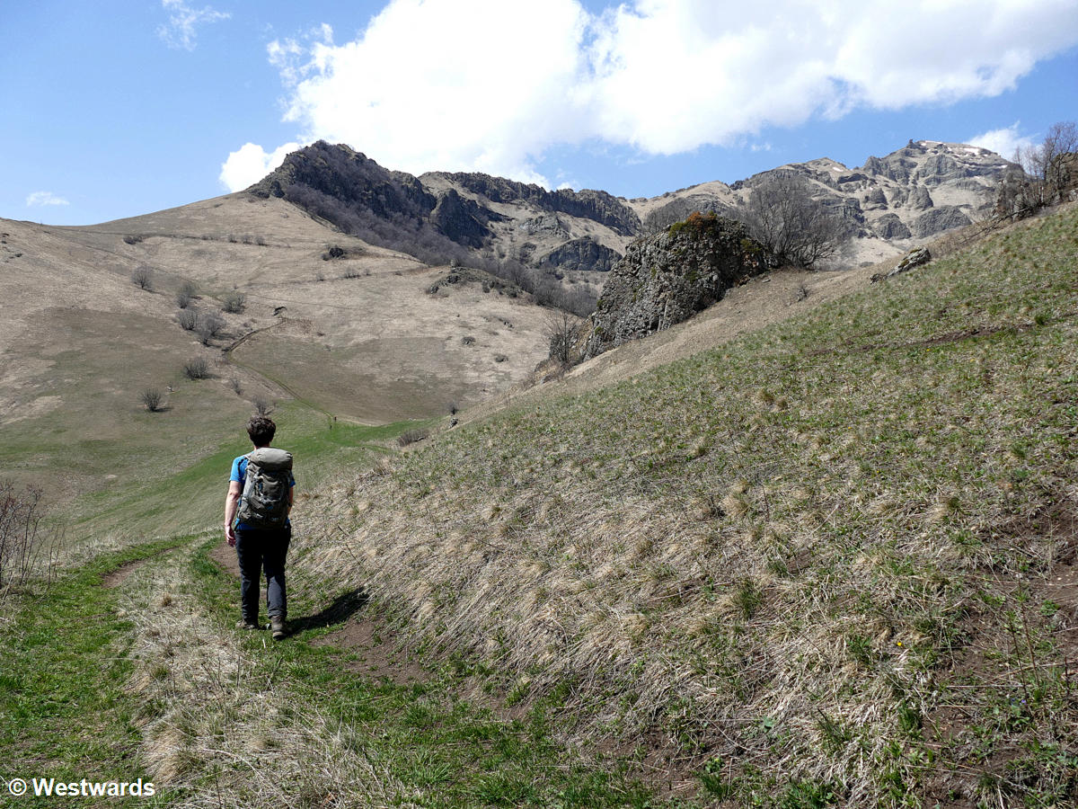 Travel blogger hiking in Armenia near Dilijan and Haghartsin monastery