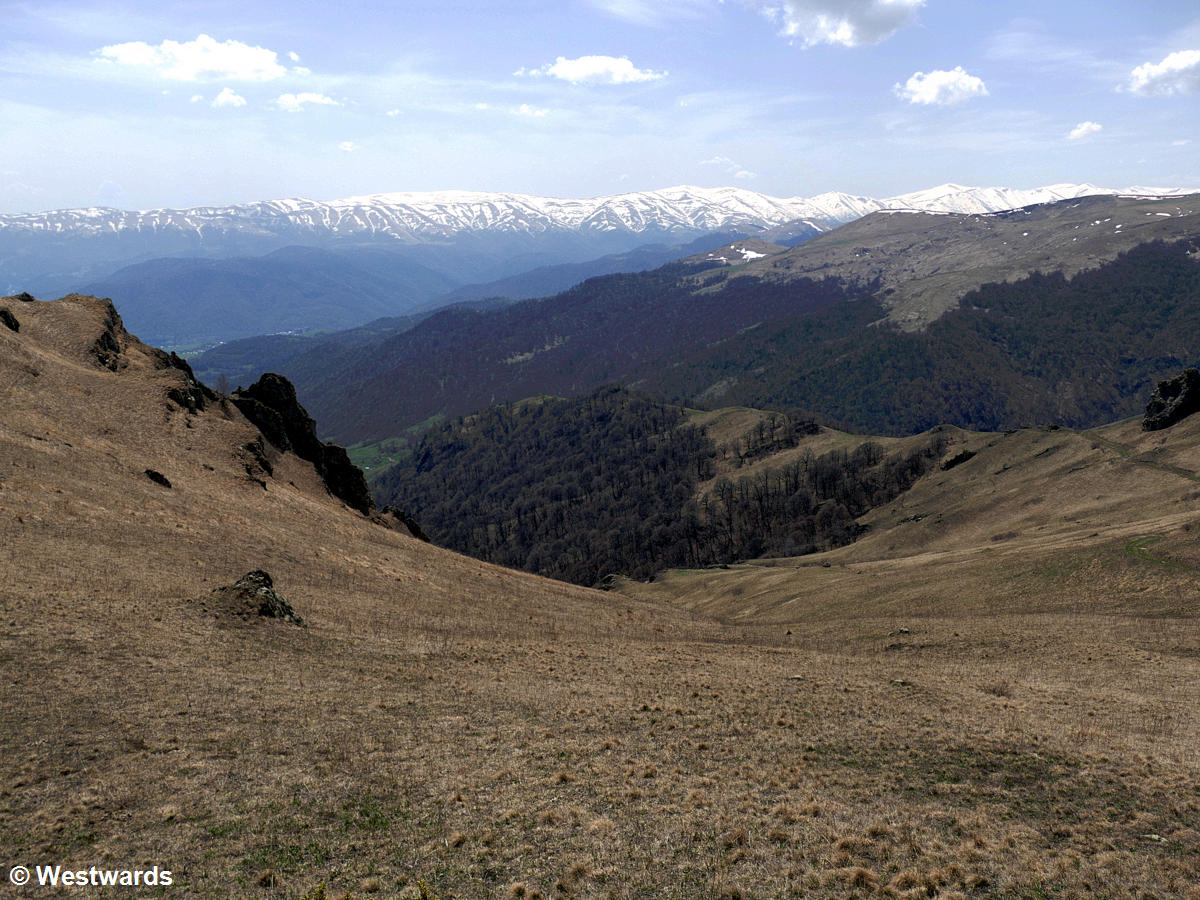 Armenian Landscape whith snow-capped mountains near Haghartsin monastery