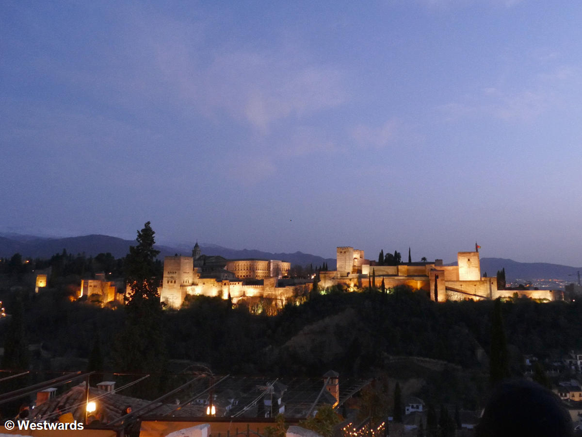 The view from opposite is a perfect end for a day in the Alhambra of Granada