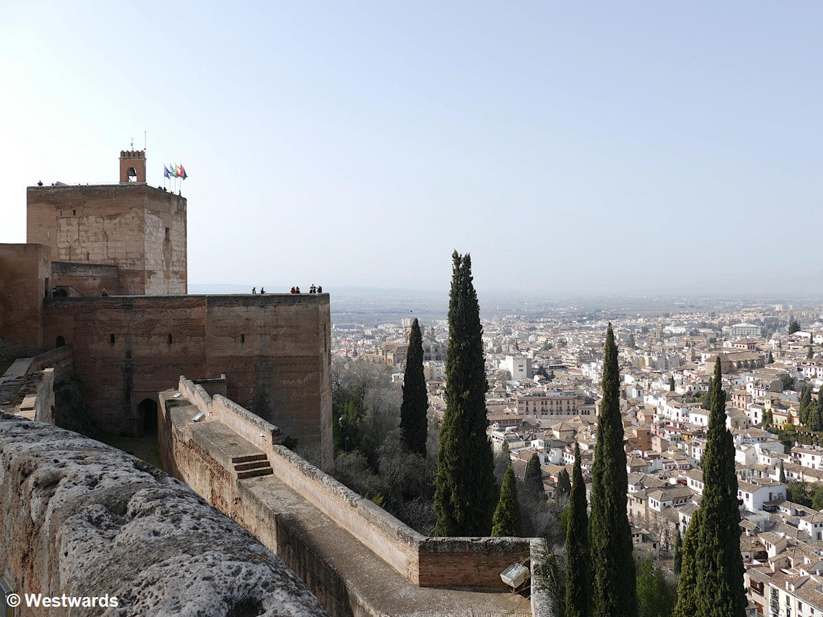 View from the Acazaba over the Alhambra of Granada