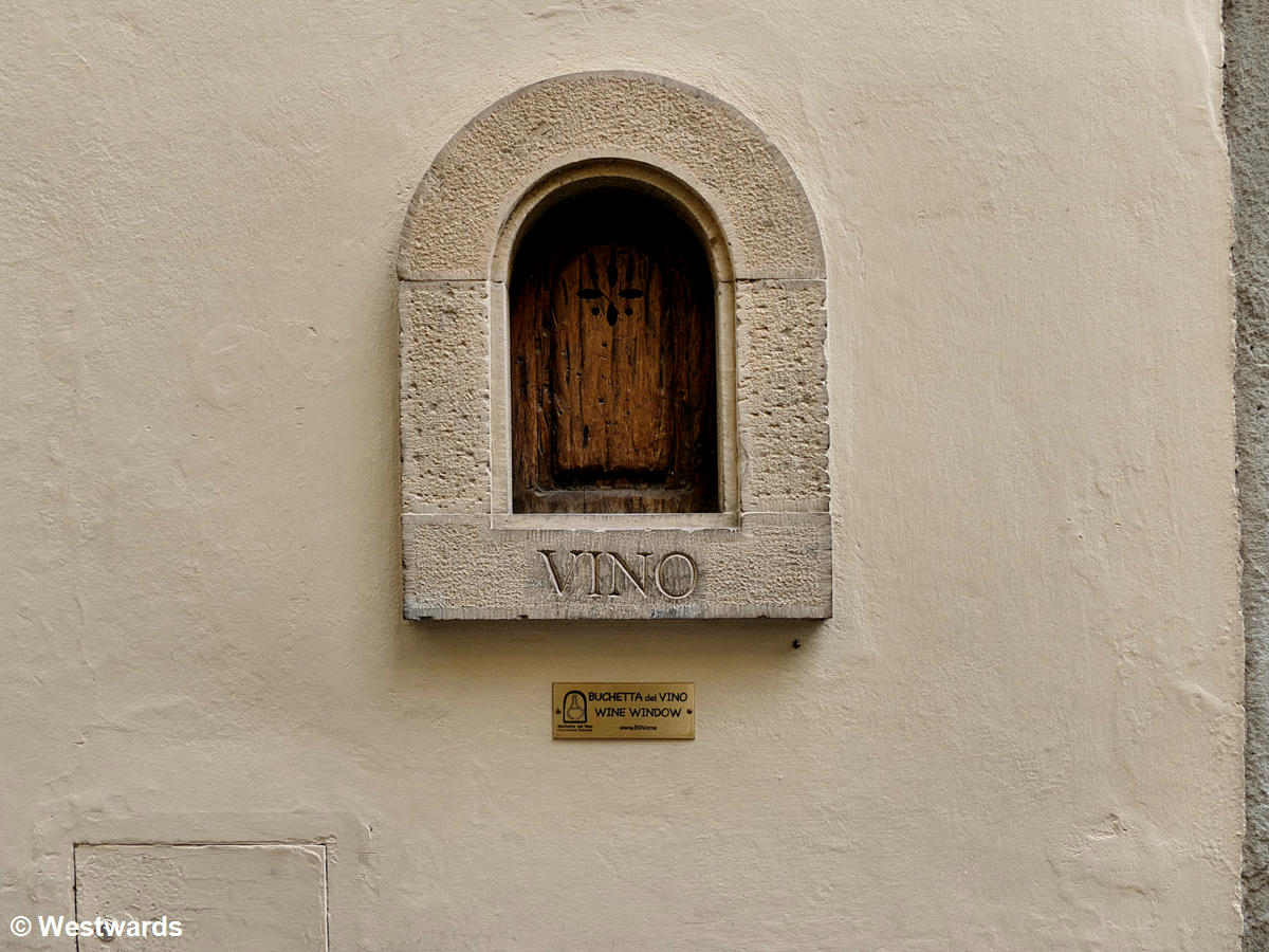 A wine window in the historic centre of Florence 