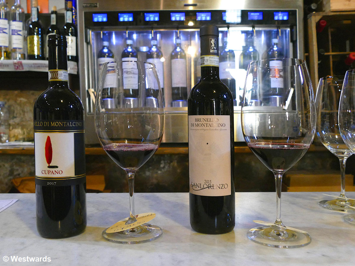 Wine tasting in the Enoteca di Fortezza, Montalcino