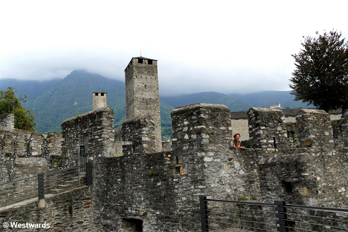 Travel blogger Natascha in Castelgrande, one of the three castles of Bellinzona
