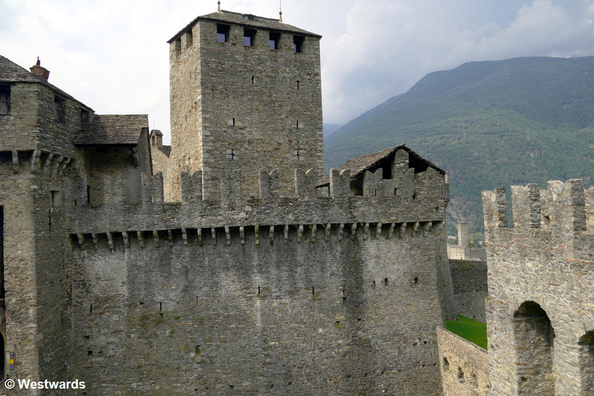 Montebello Castle in Bellinzona, with Castelgrande in the background