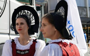 Women- in traditional costume in Vaduz, Liechtenstein (Europe)