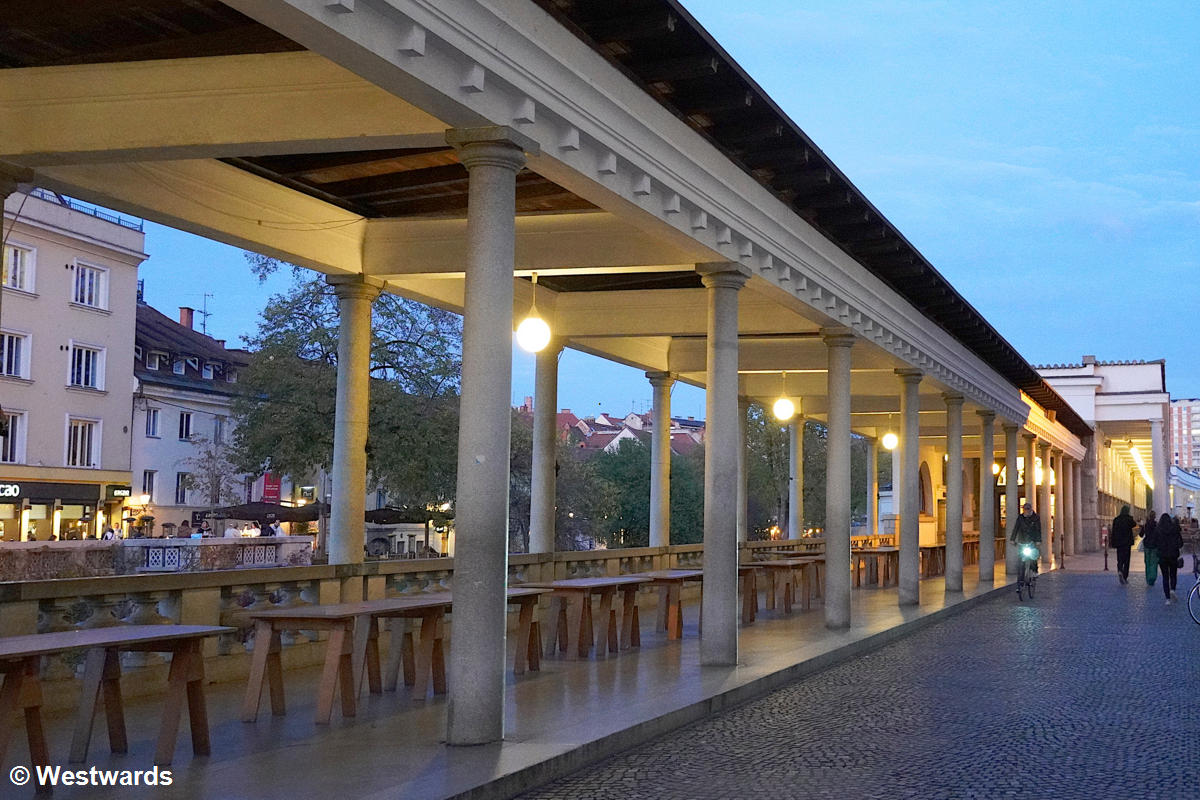 Jože Plečnik's market arcades in Ljubljana