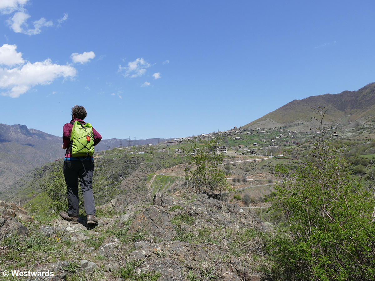 Travel blogger hiking from Haghpat Monastery to Sanahin Monastery
