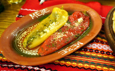 Vegetarian sweet pepper dish in restaurant Meze in Nis, Serbia