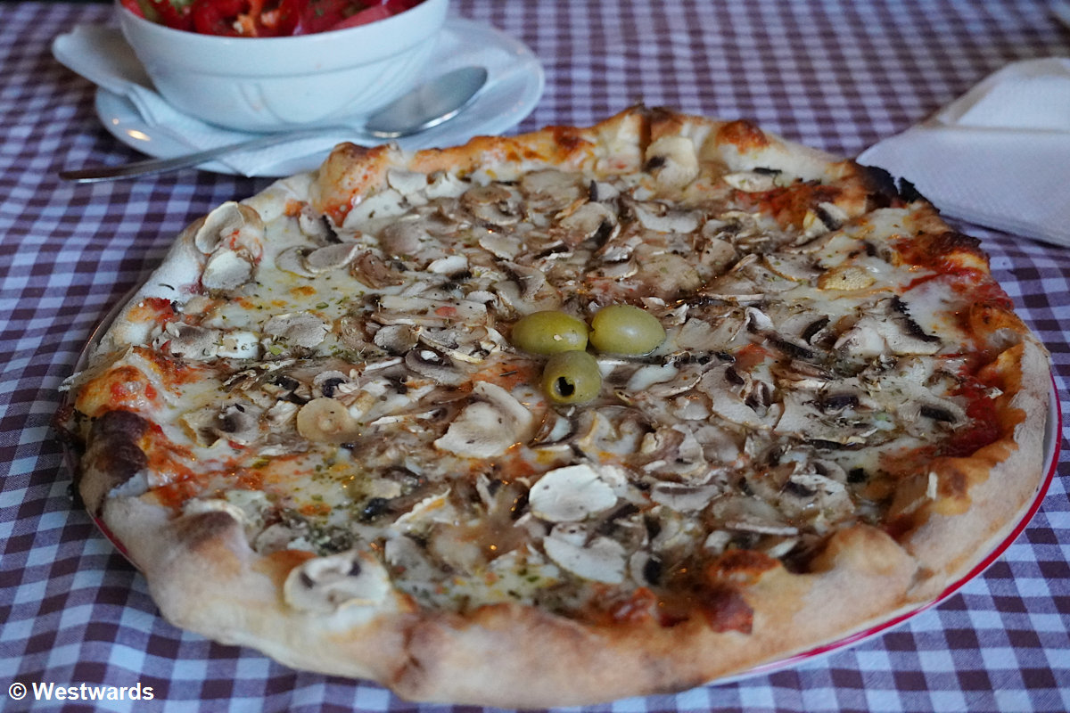Pizza in a simple restaurant in Zajecar - good value for money and always an option for vegetarians