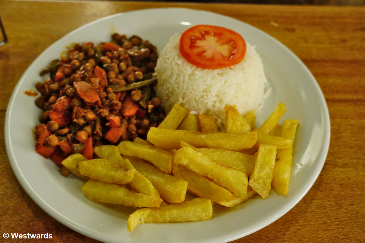 Vegetarian food in Rwanda consists of many starchy items - potatoes, rice, and tubers ...