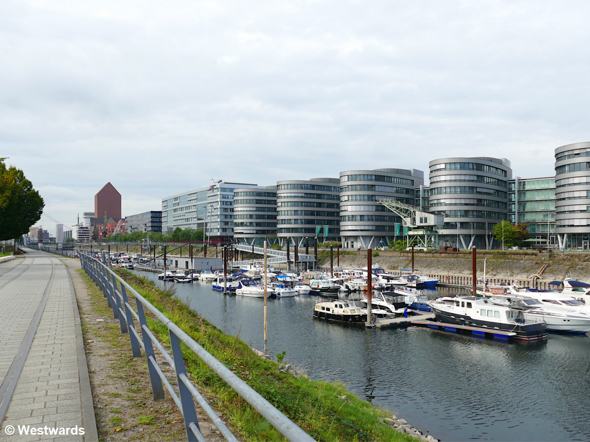 The modernised Duisburg harbour was formerly part of the industrial infrastructure