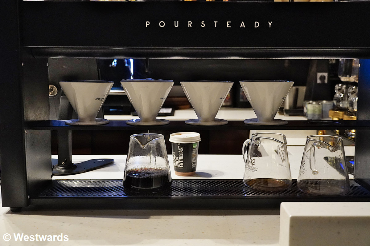 automatic drip station at Dr Cafe Coffee in Riyadh