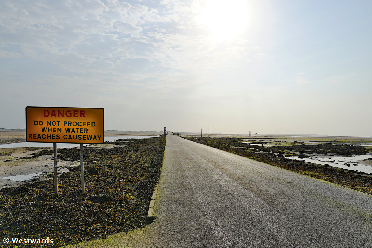 The Lindisfarne Holy Island causeway can be submerged in water