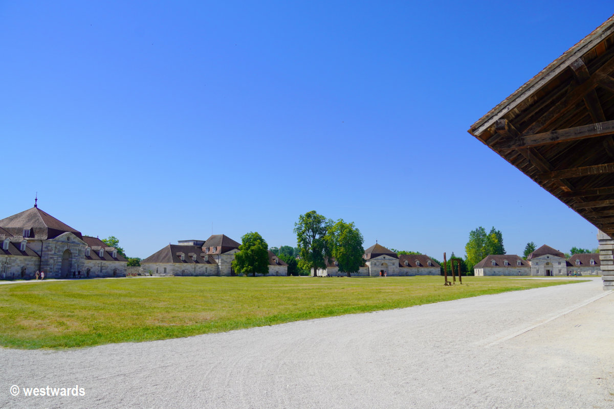 Semi-circle of buildings in the Royal Salt Works of Arc-et-Senans
