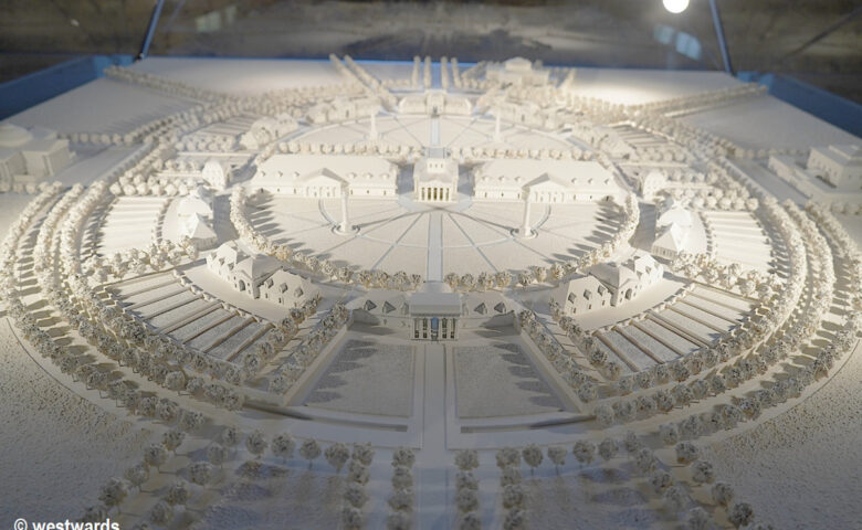 An architectural model of the Royal Salt Works of Arc-et-Senans