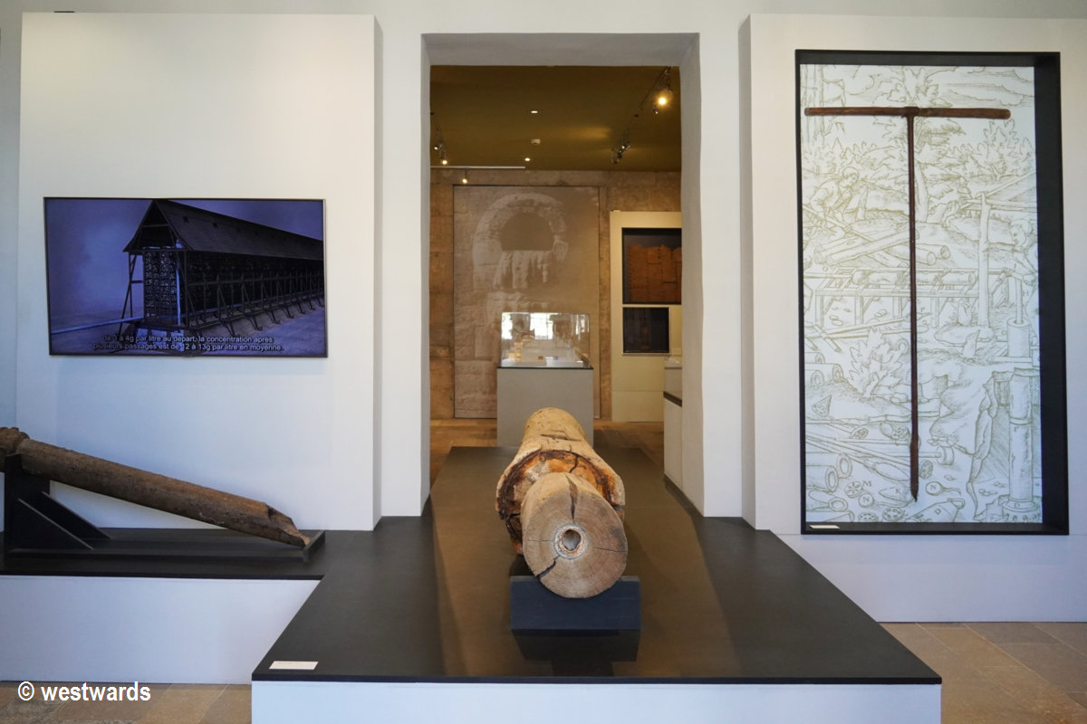 A brine pipe in the salt museum of Arc et Senans in Jura